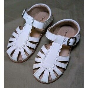 Felix and Flora Girls White Princess Leather Soft Rubber Sandals Toddler Size 10